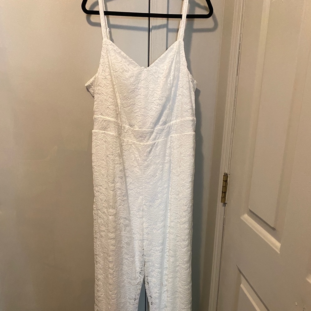 TORRID White lace sleeveless jumpsuit